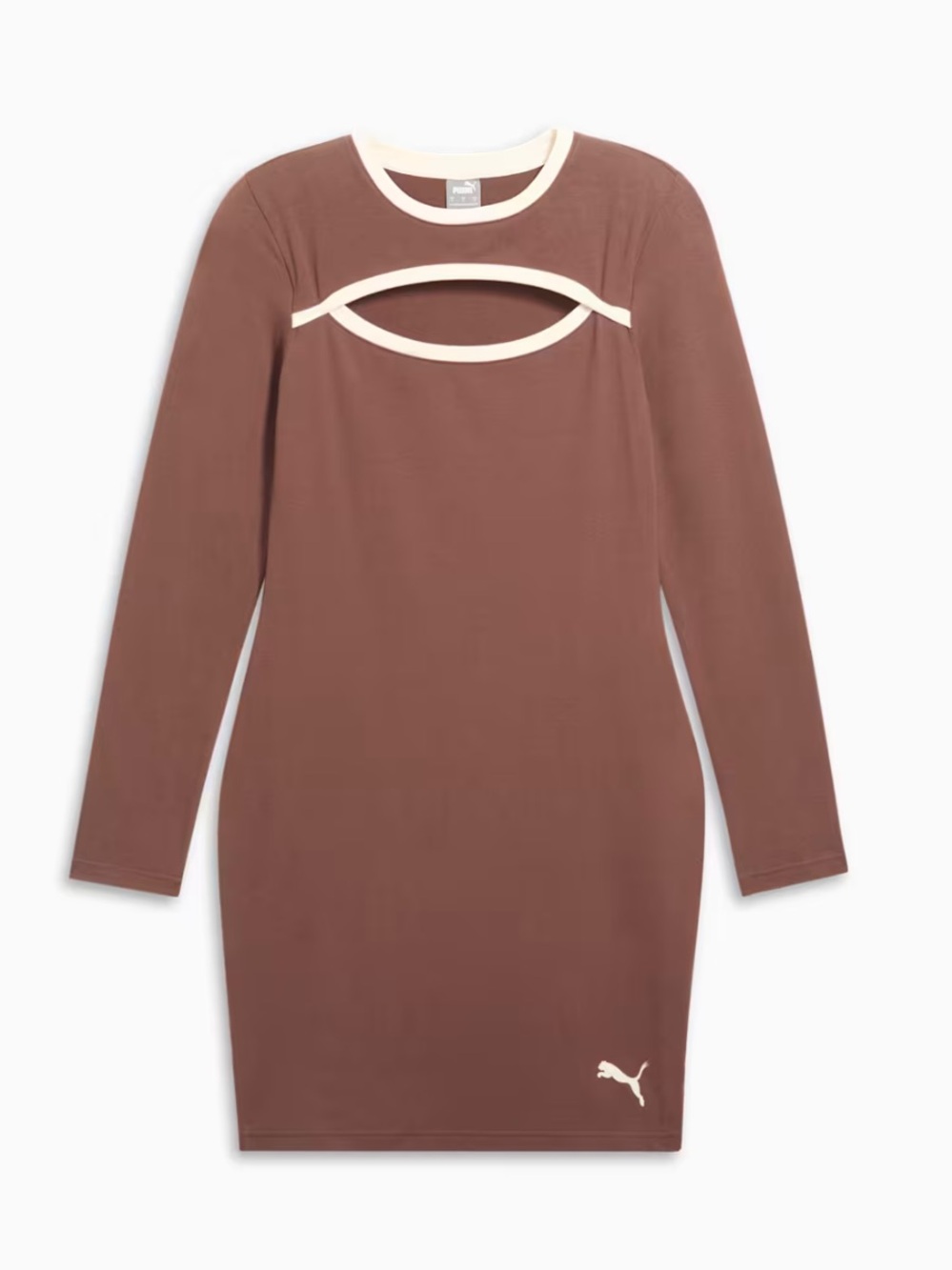 Puma Women's Long Sleeve Brown Trim Dress